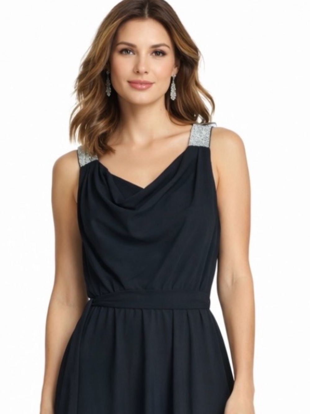 Small black dress with a little  rhinestone bling high low special Occassion